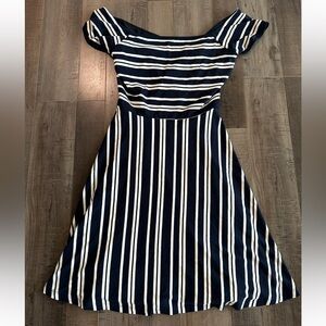 LOFT Cross-Back Striped Dress